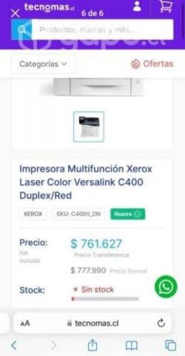 Impresora láser a color Xerox c400