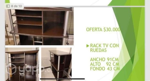1 Rack de TV con ruedas (ancho 91 cm, alto 92 cm,