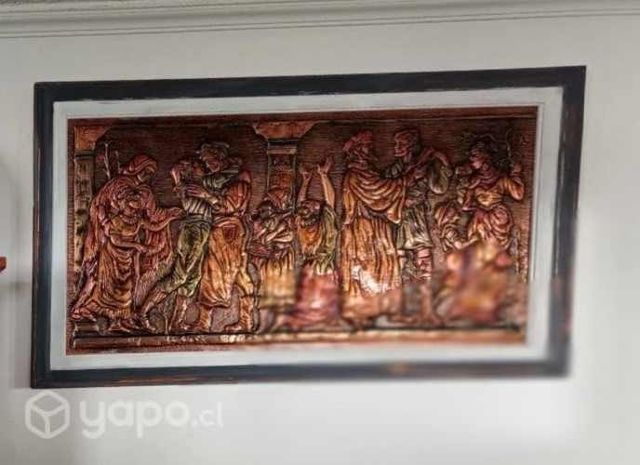 Cuadro tallado en cobre Marco de madera