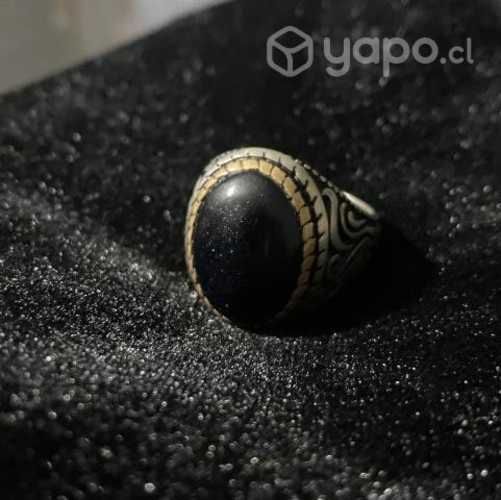 Anillo Coral Negro en plata 925
