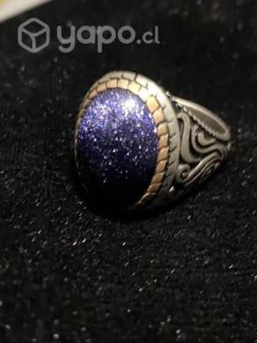 Anillo Coral Negro en plata 925