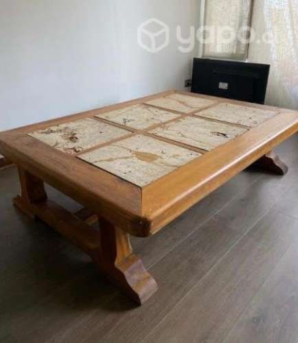 Mesa de centro de madera sólida Roble con mármol.