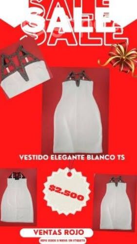 Vestido elegante blanco talla s