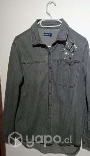 Blusa denim color gris