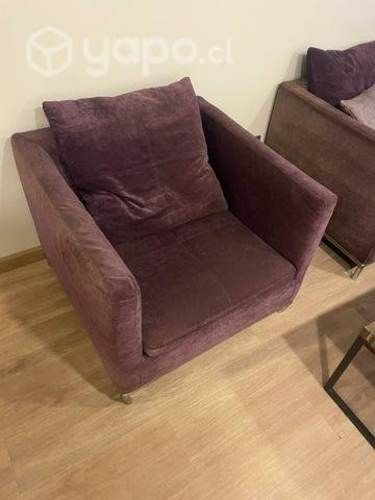 Poltronas tela terciopelo morado, base de fierro