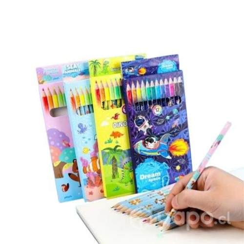 Lapices Set 12 Colores Diseño Infantil Escolar