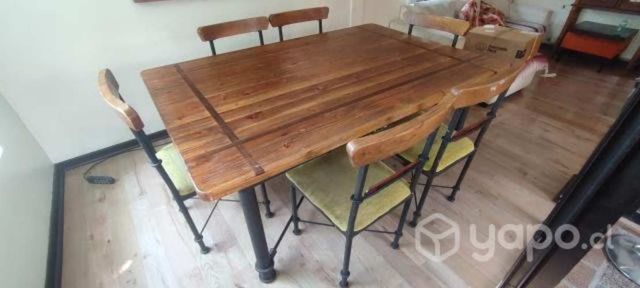 Mesa comedor pino Oregon con 6 sillas