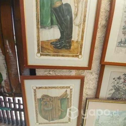 Cuadros sobre montura y botas de montar 72X62