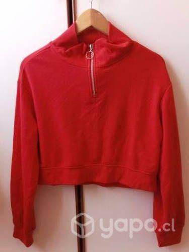 Poleron corto rojo con cierre