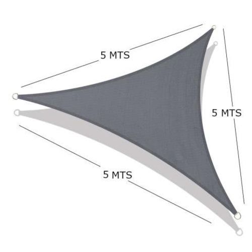 TOLDO RASCHEL TRIANGULAR 5x5x5 MT GRIS / NUEVO