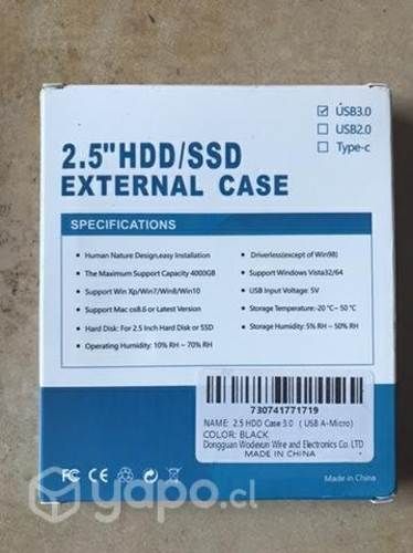 Cofre para disco duro ó Ssd fácil instalación