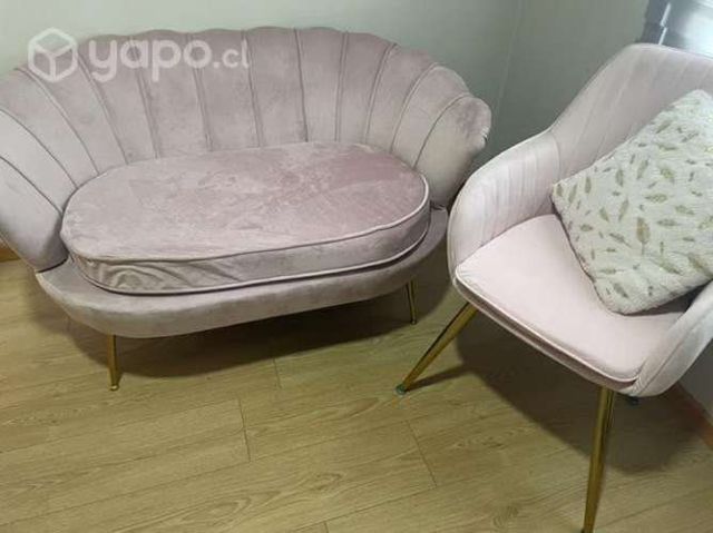 Silla jaca rosada + sillón 2 cuerpos rosado