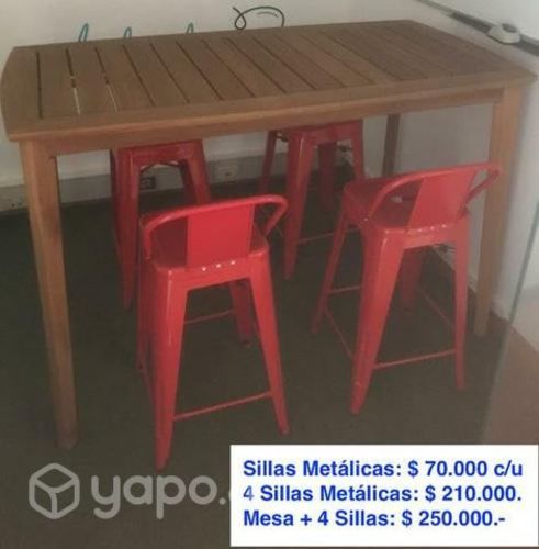 Mesa con 4 sillas para terraza