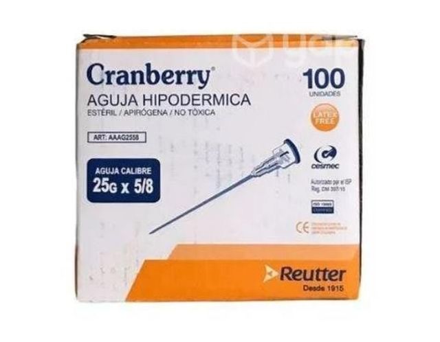 Caja Aguja Hipodérmica Cranberry 25G x 5/8