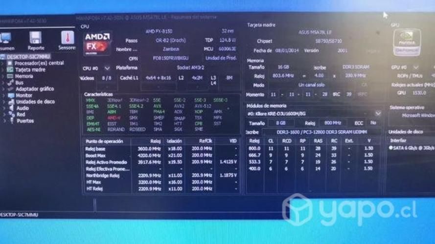 Pc amd fx8150 16gb gtx 1660 super 6gb