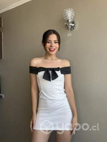 Vestido de fiesta con lazo blanco estilo Coquette