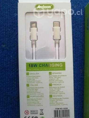 Cable cargador rápido iPhone usb c o normal