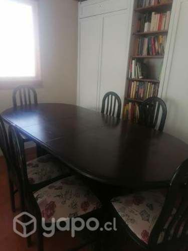 Mesa de comedor ampliable con 6 sillas