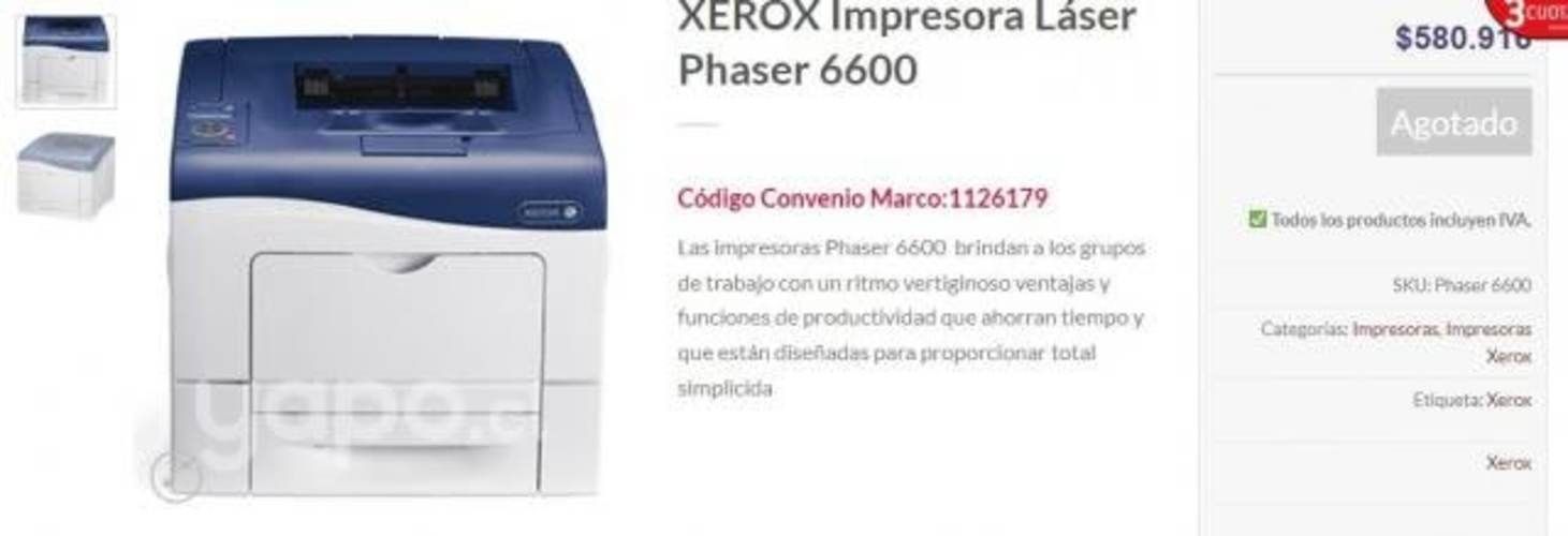 Vendo impresora laser XEROX Phaser 6600