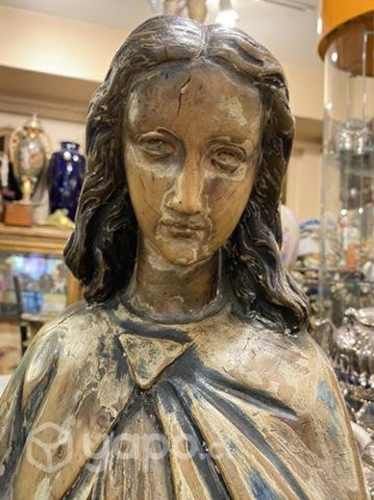 Antiguo gran santo en madera de nogal siglo XIX