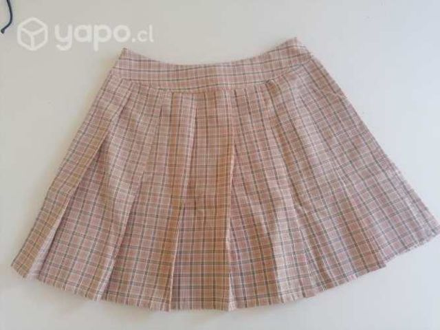 Falda fruncido con estampado de cuadros con cremal