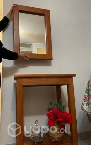 Arrimo+espejo madera raulí