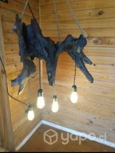 Lampara rustica de madera nativa