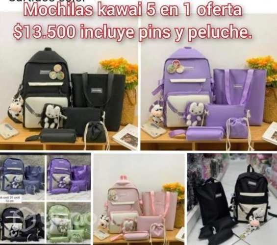 Mochilas kawai 5 en 1 con peluche