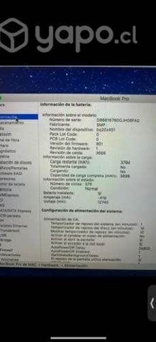 MacBook Pro 2017 250 gb buenas condiciones