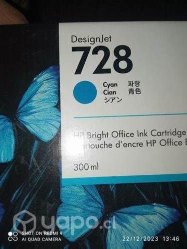 Tintas hp 728 colores originales de 300ml