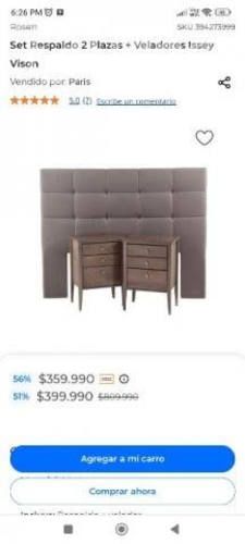 Respaldo rosen 2 plazas color gris + 2 veladores