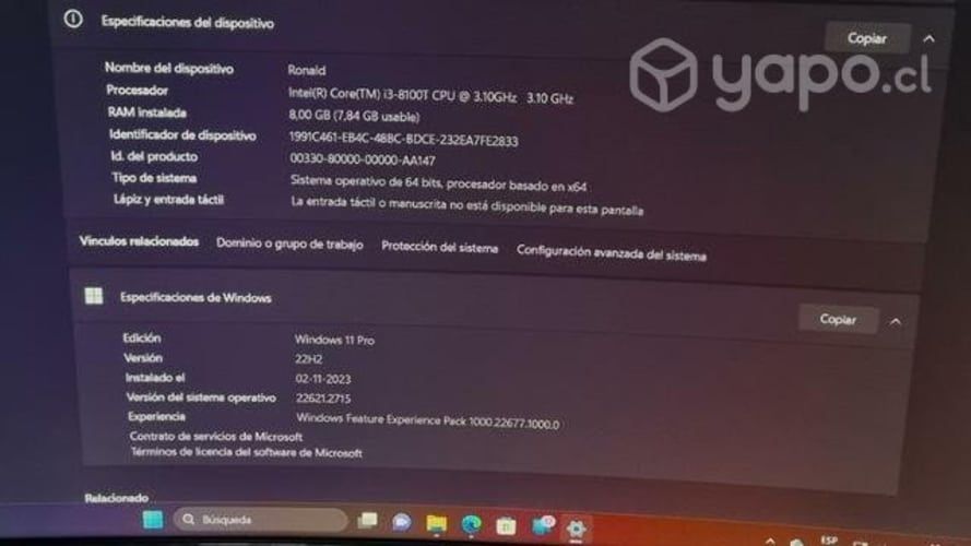 PC HP ProDesk monitor, teclado y mouse