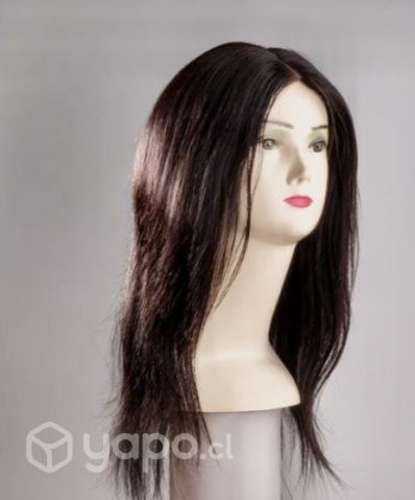 Peluca Pelo Natural Castaño Oscuro Largo