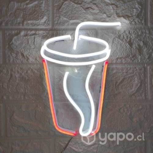 Cuadro Neon Led Vaso de Bebida en Vaso