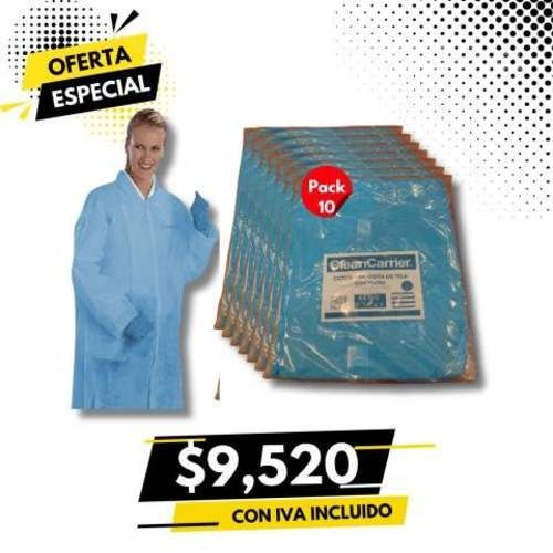 Cotona De Visita De Tela C/Velcro Celeste Cleancar