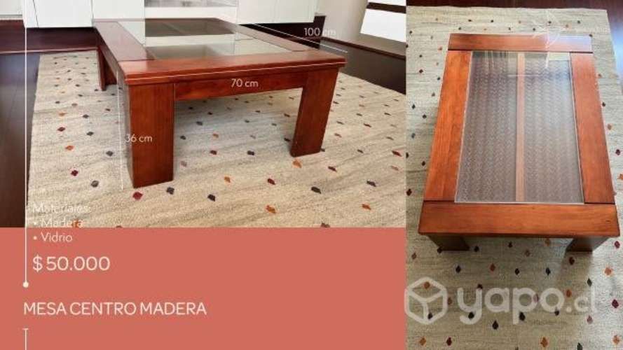 Mesa de centro de madera y vidrio