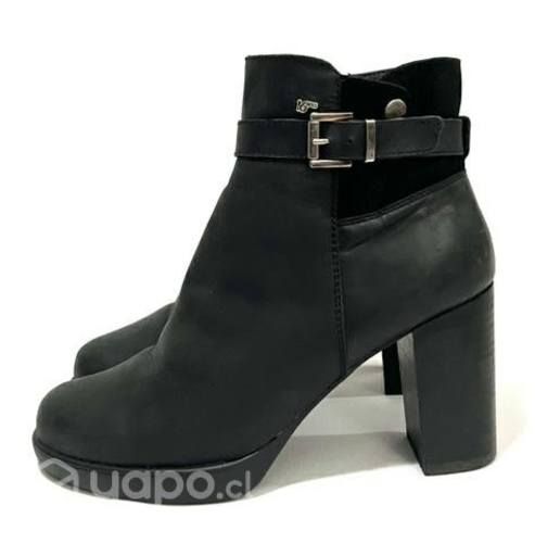 Botín 100% Cuero Tacón Marca 16 Hrs N*39 Negro