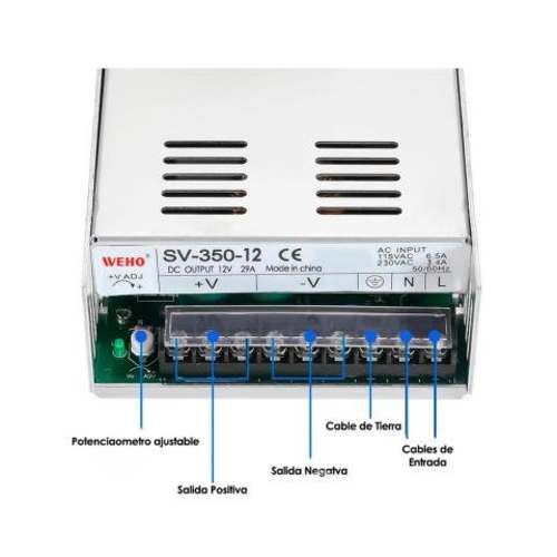 Fuente de Poder WEHO 350Watts 12Voltios 29Amperios