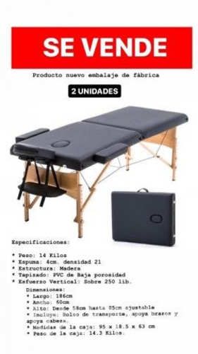 Camilla Para Masajes De 2 Cuerpos Portátil Negra