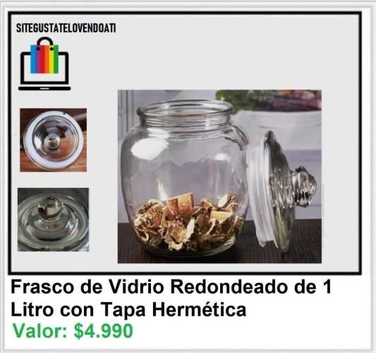 Frasco de Vidrio Redondeado de 1 Litro con Tapa He