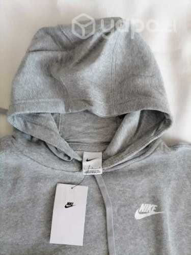 Poleron nike cerrado con gorro talla l gris