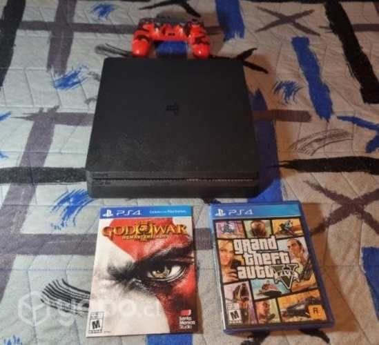 Play station 4 slim con control y dos juegos