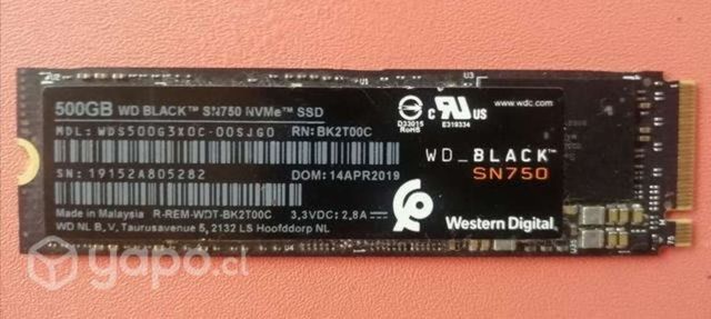 Disco duro SSD 500GB PCIe NVMe M.2 SN850 Black