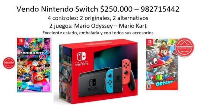 Nintendo Switch, 2 juegos, 4 controles