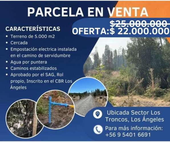 ¡¡OFERTA!! Se vende parcela de 5000m2 en Los Ángeles