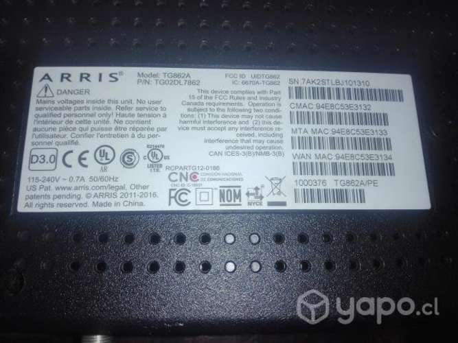 Modem Router Arris Tg862