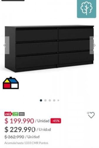 Cómoda Tvilum 153x50x70 cm Negro