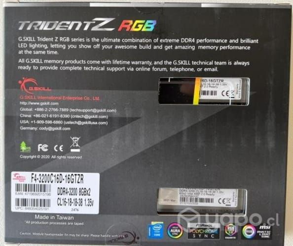 RAM G.Skill Trident Z RGB (2 x 8GB) NUEVA