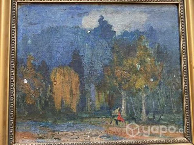 Antiguo cuadro pintura chilena Alfredo apellido X