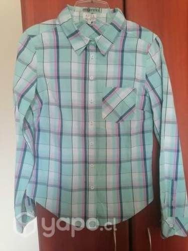 Camisa 100% algodón cuadrille celeste
